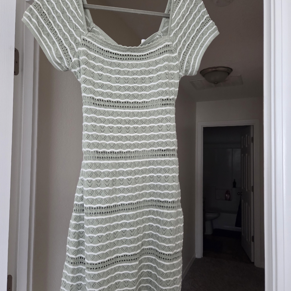 NWT Hollister Crochet Lace Midi Dress in Sage Green